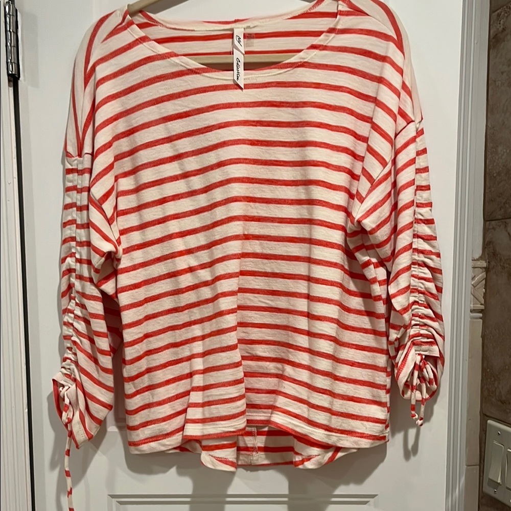 NY Collection Orange and cream Top